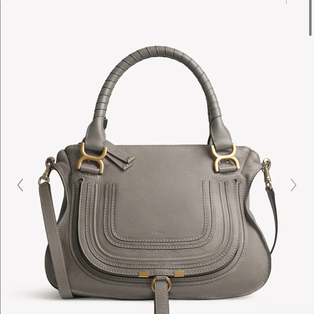 Chloe Marcie Leather Medium Cashmere Grey Bag.